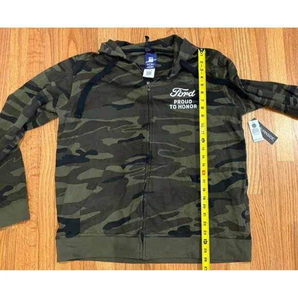 Ford Hoodie Men's Size Large Full Zip Sweatshirt Green Camo Proud to Honor NWT - Picture 9 of 13